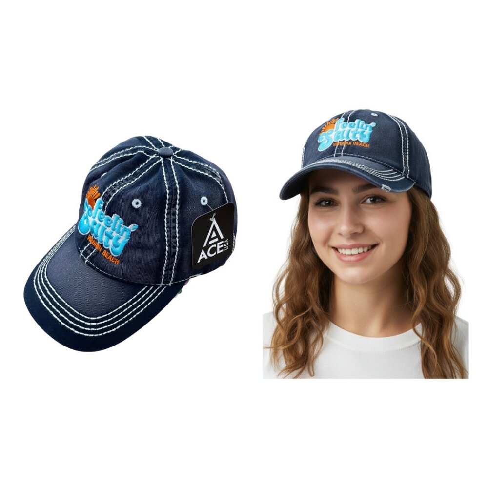 ACE USA Hat Cap Feelin’ Salty Virginia Beach Navy Blue Orange Embroidered